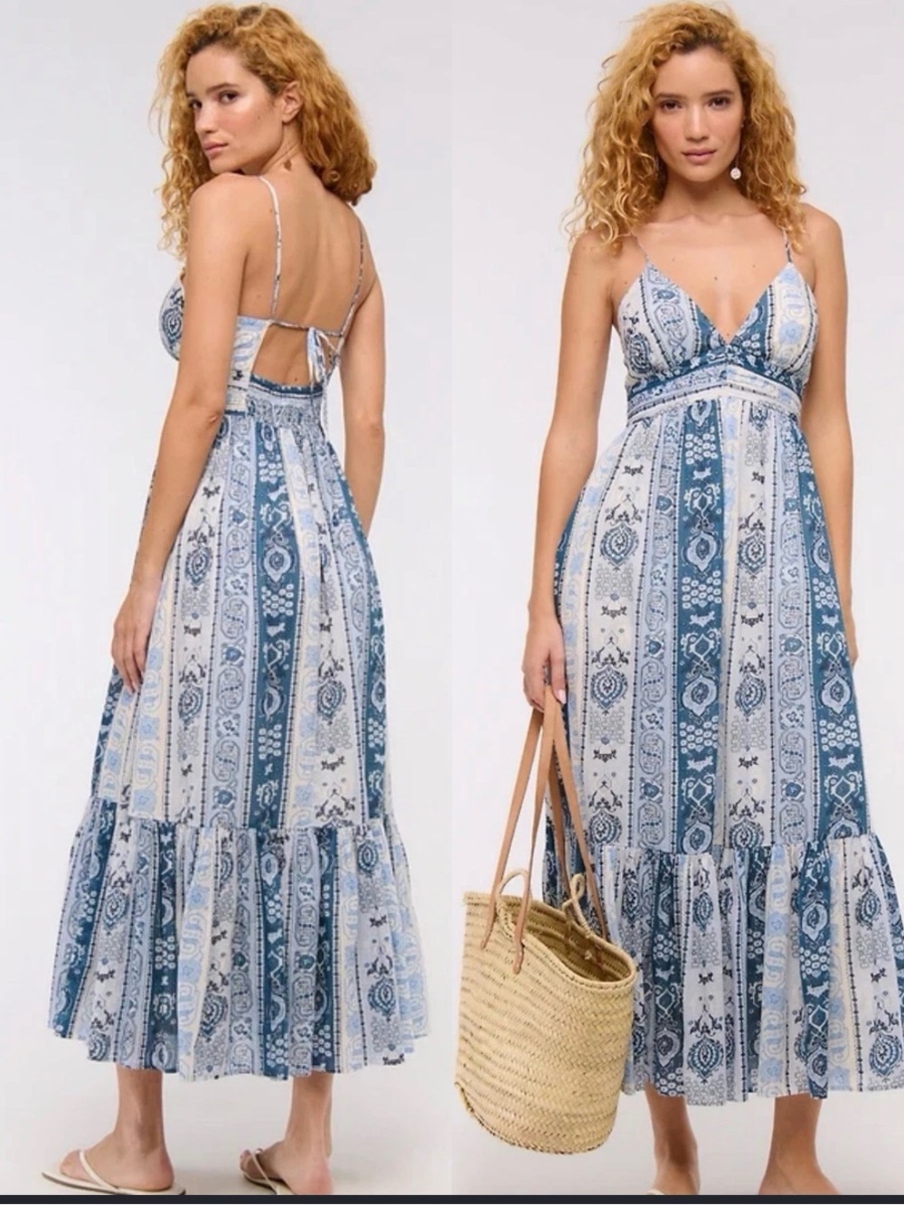 NEW Abercrombie & Fitch Blue and White Paisley Maxi Dress
